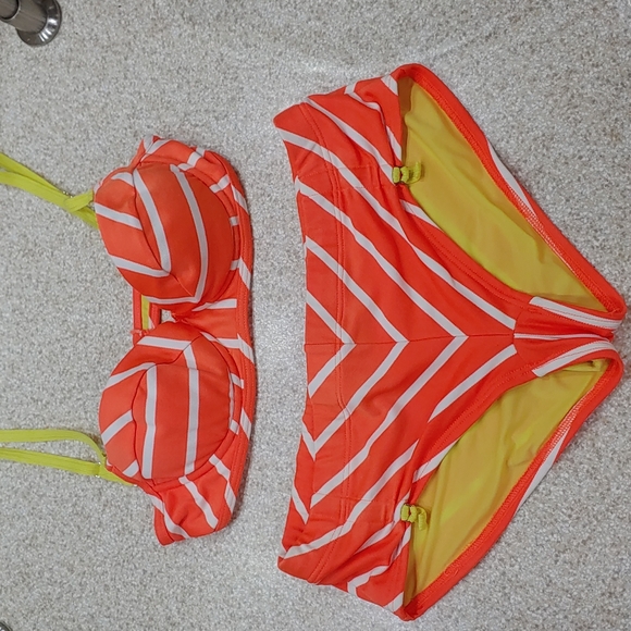 Juicy Couture Orange & White Boy Short Retro Bikini Size S
